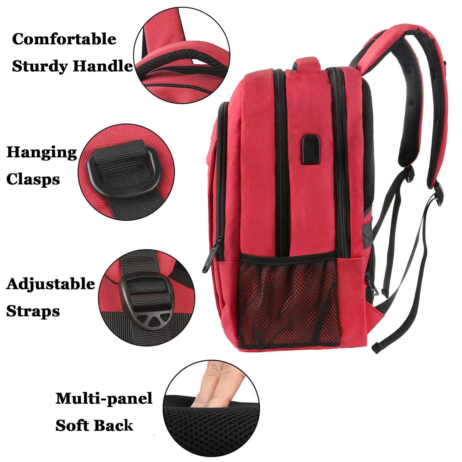 Custom Logo USB Laptop Backpack Students Schoolbag Large Capacity Multifunction Business Travel Computer Bag detail image