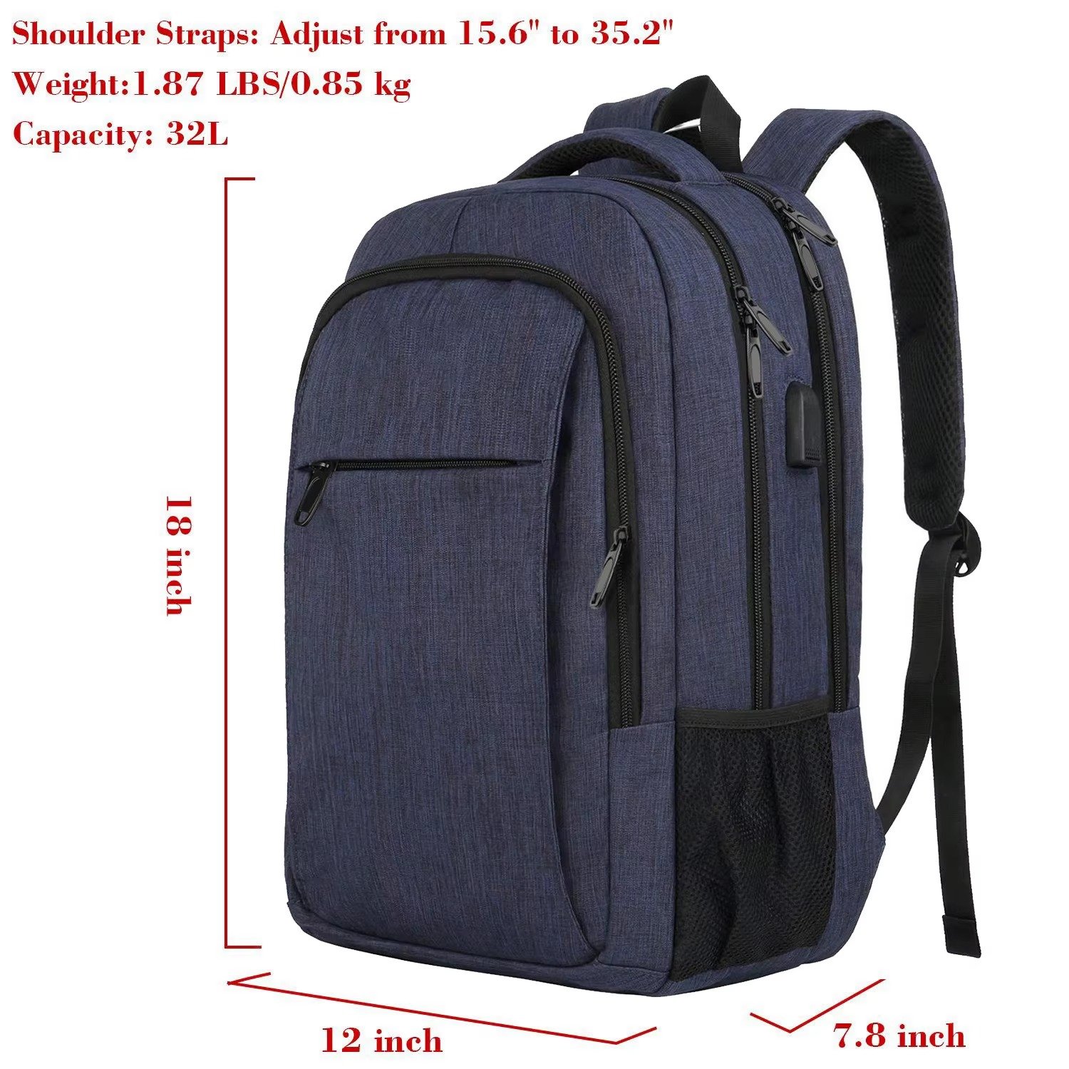 Custom Logo USB Laptop Backpack Students Schoolbag Large Capacity Multifunction Business Travel Computer Bag detail image