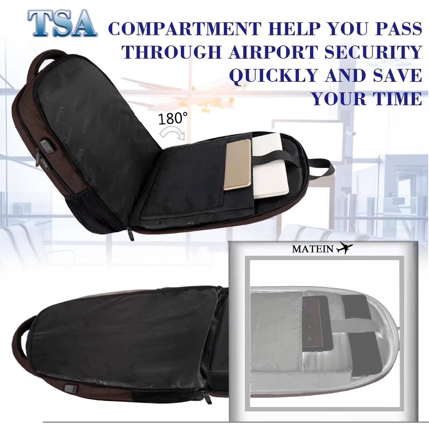 Custom Logo USB Laptop Backpack Students Schoolbag Large Capacity Multifunction Business Travel Computer Bag detail image