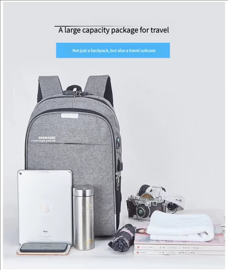 Anti-Theft Water-Resistant USB Modern Business Nylon Laptop Backpack product detail