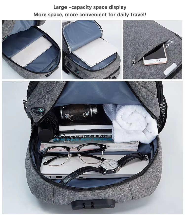Anti-Theft Water-Resistant USB Modern Business Nylon Laptop Backpack product detail