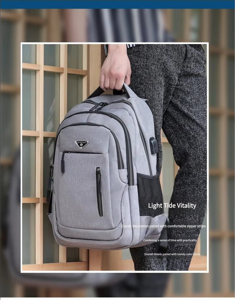 Water-Resistant Large Capacity USB Business School Oxford Laptop Backpack product detail