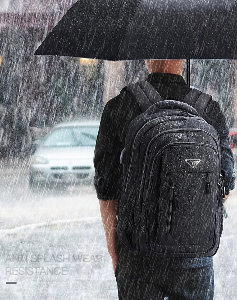Water-Resistant Large Capacity USB Business School Oxford Laptop Backpack product detail