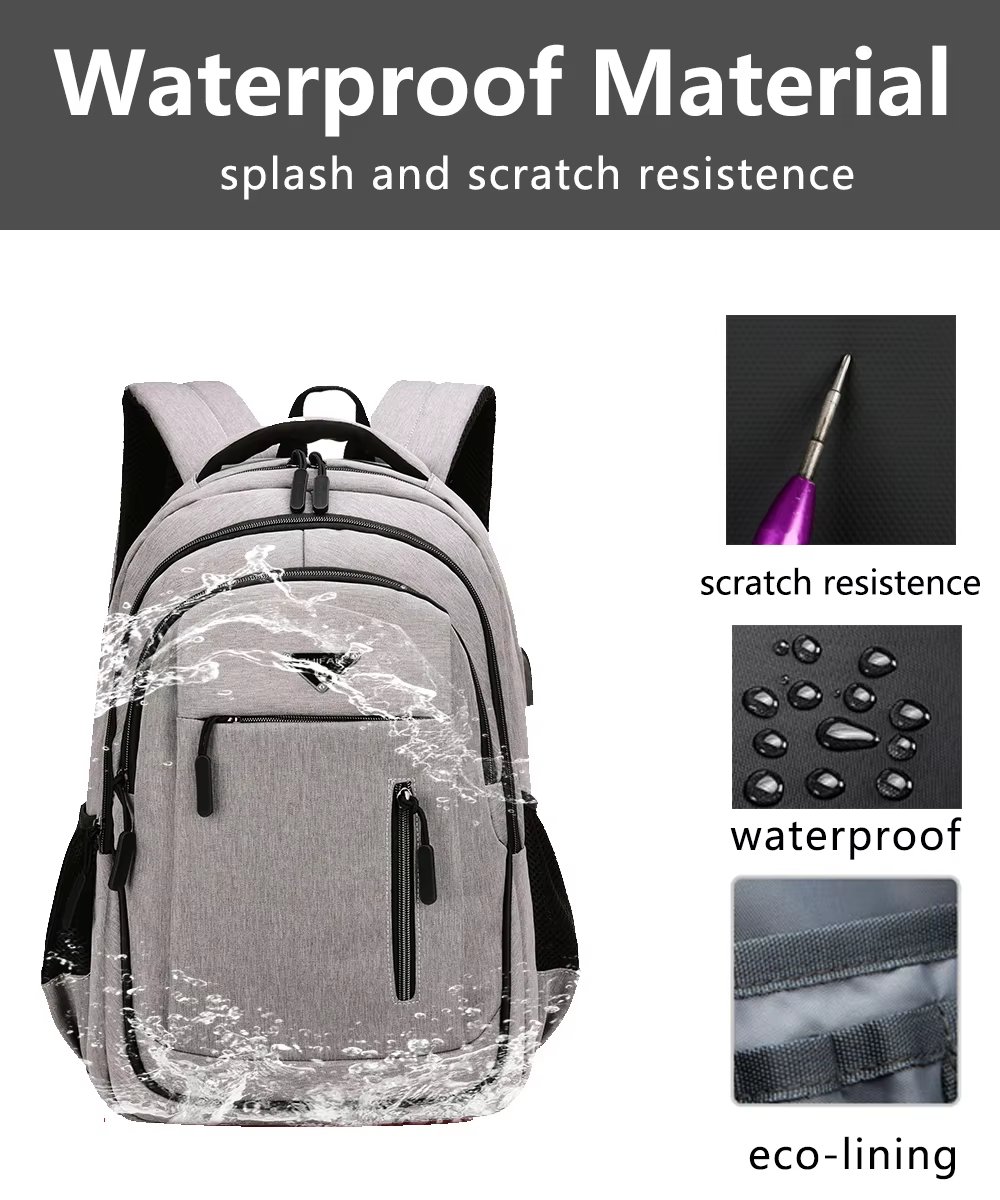 Water-Resistant Large Capacity USB Business School Oxford Laptop Backpack product detail