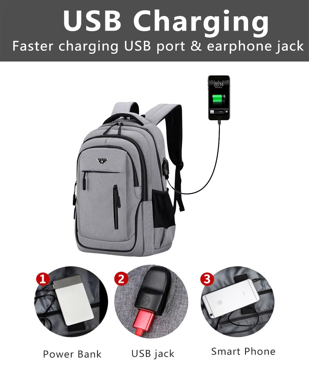 Water-Resistant Large Capacity USB Business School Oxford Laptop Backpack product detail