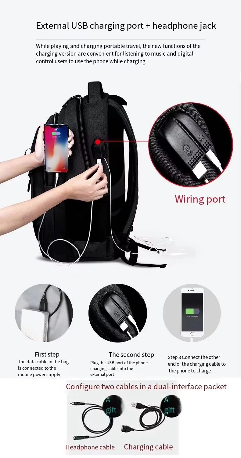 Water-Resistant Large Capacity USB Business School Oxford Laptop Backpack product detail