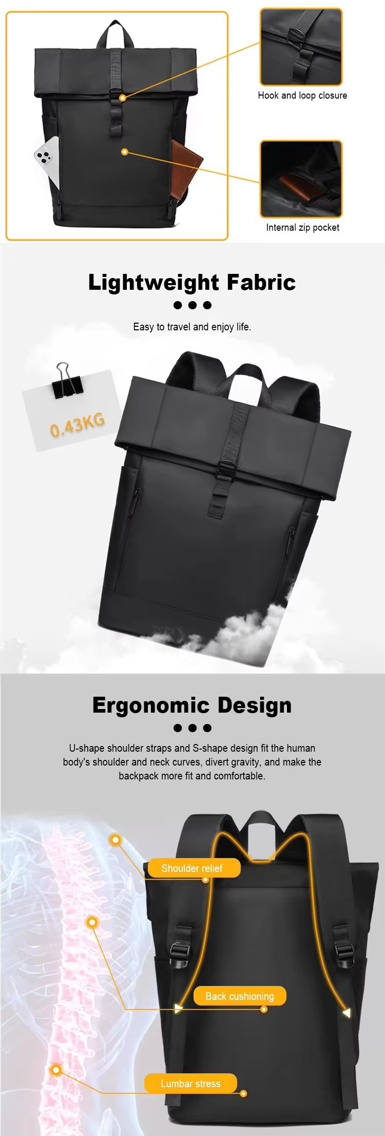 Water-Resistant Outdoor Business Travel School PU Leather Rolling Backpack product detail