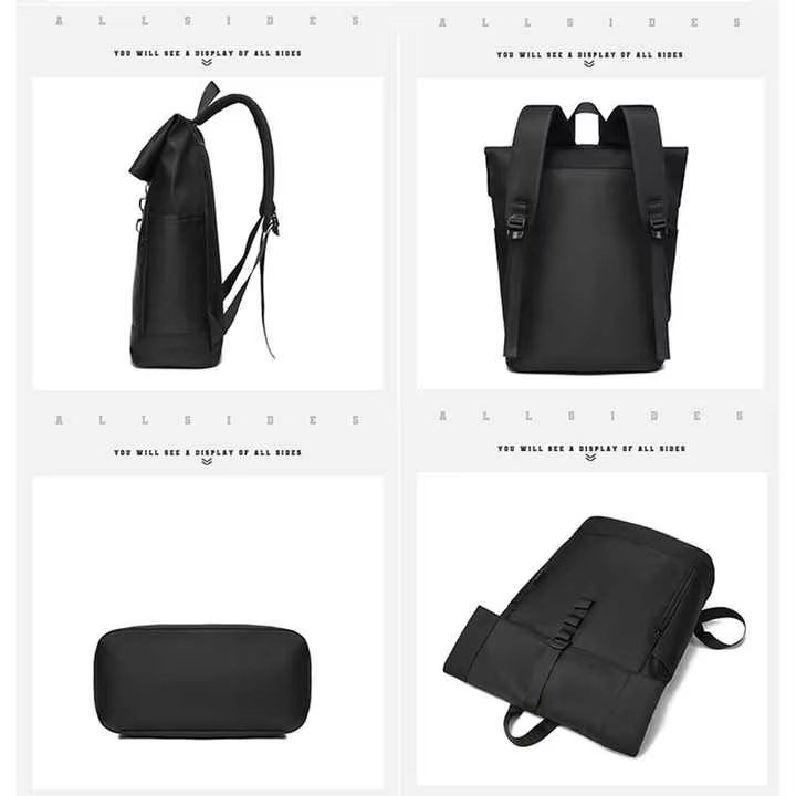 Water-Resistant Outdoor Business Travel School PU Leather Rolling Backpack product detail