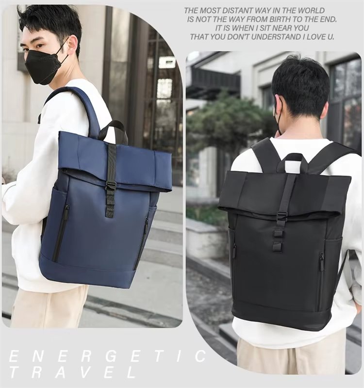 Water-Resistant Outdoor Business Travel School PU Leather Rolling Backpack product detail