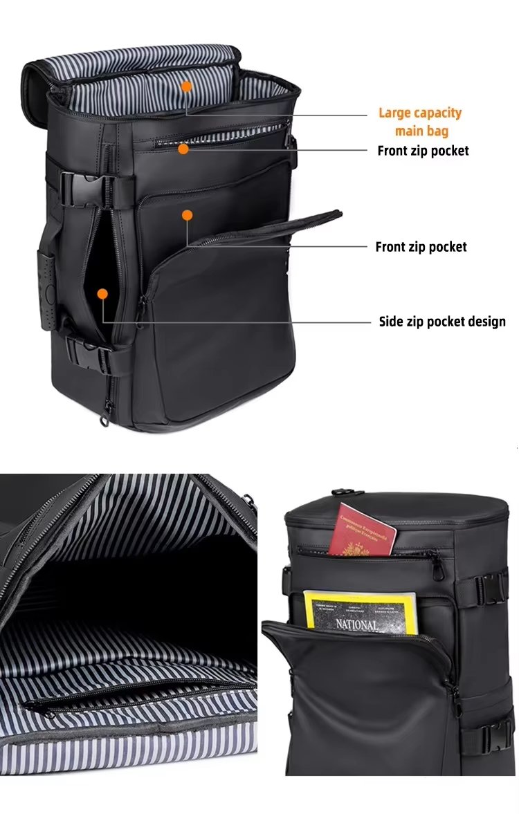 Anti-Theft Water-Resistant Large Capacity Vintage Business PU Leather Laptop Backpack product detail