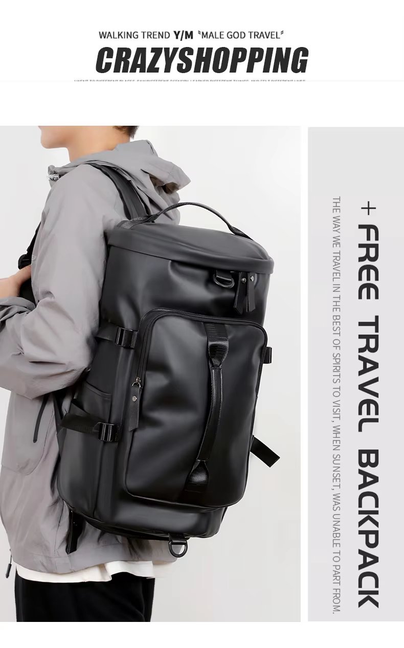 PU Waterproof Large Capacity Shoe Compartment Multi-function Gym Duffel Backpack - product detail