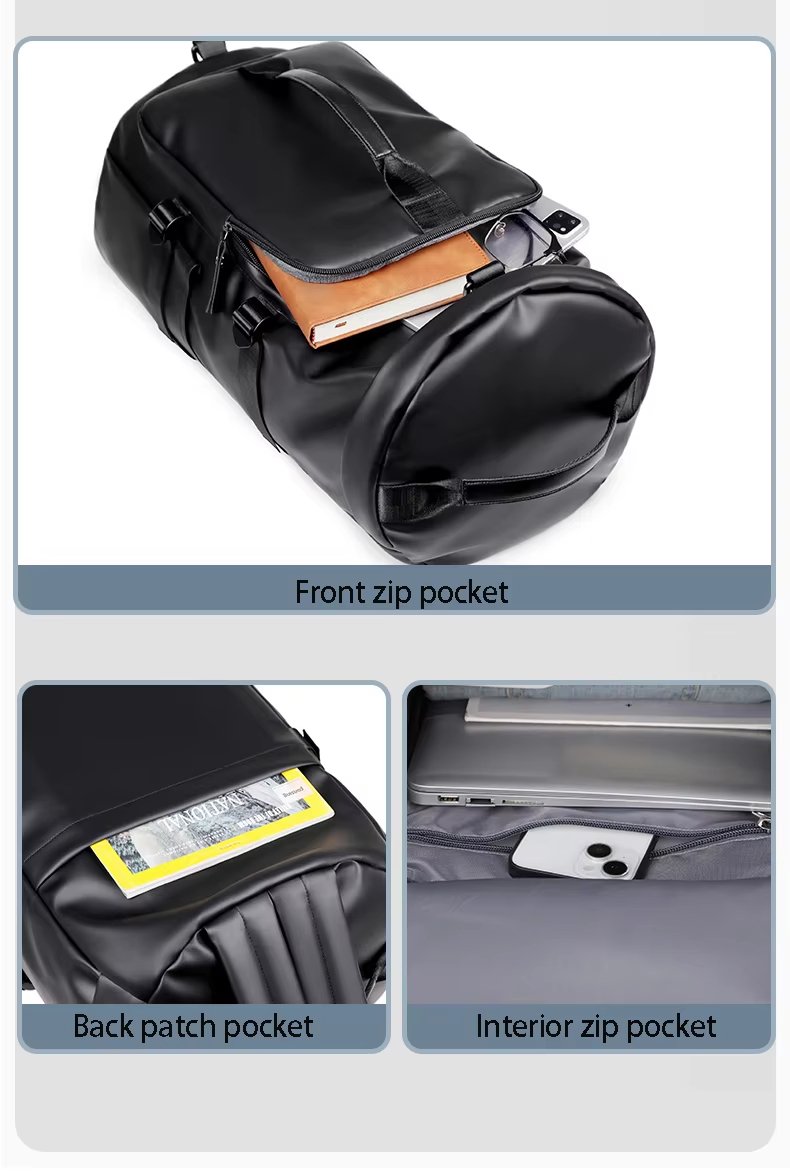 PU Waterproof Large Capacity Shoe Compartment Multi-function Gym Duffel Backpack - product detail