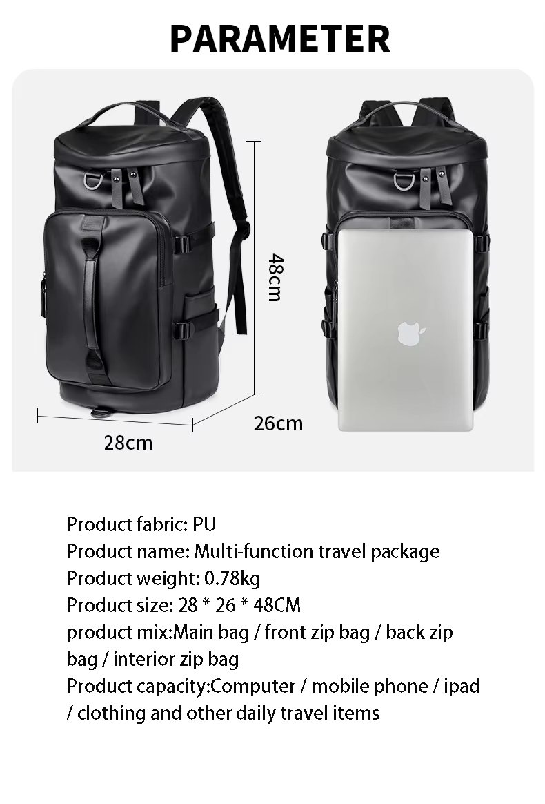 PU Waterproof Large Capacity Shoe Compartment Multi-function Gym Duffel Backpack - product detail