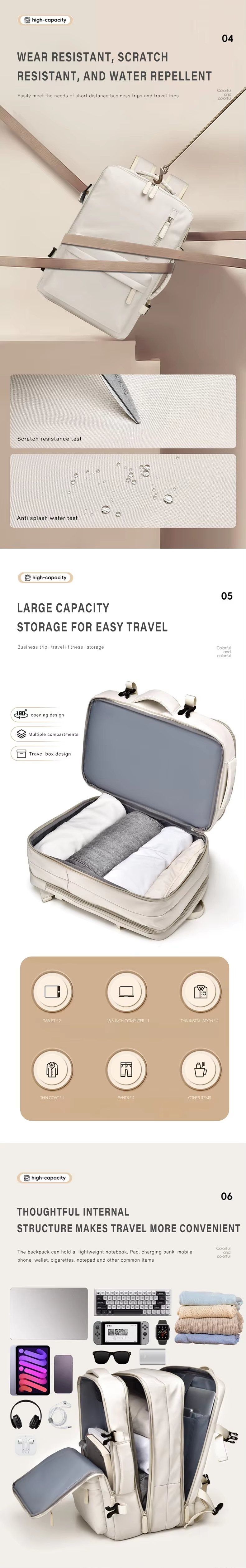 Large Capacity Lightweight USB Travel School Oxford Laptop Backpack product detail