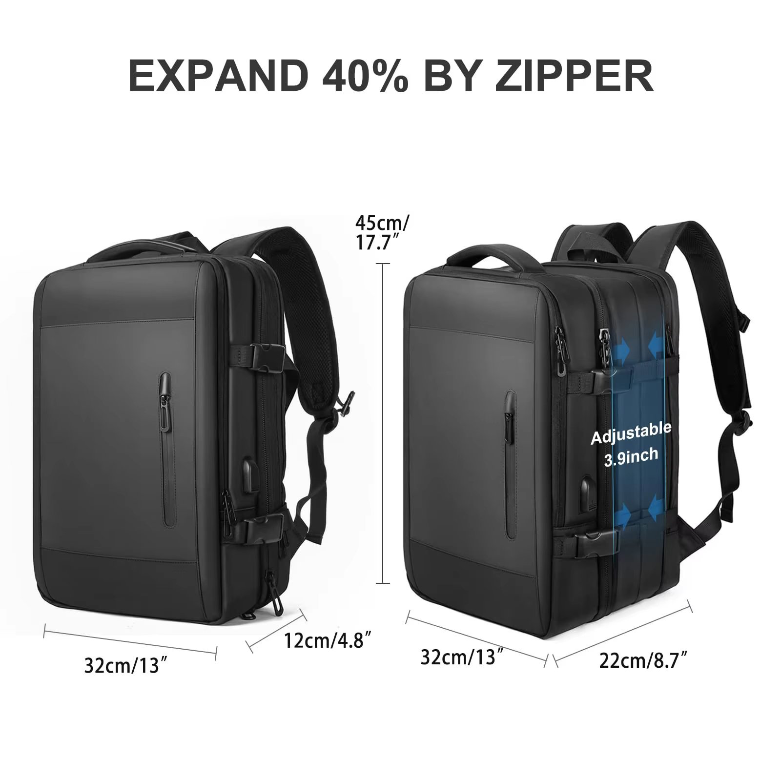 Anti-Theft Water-Resistant Expandable USB Outdoor Oxford Laptop Backpack product detail