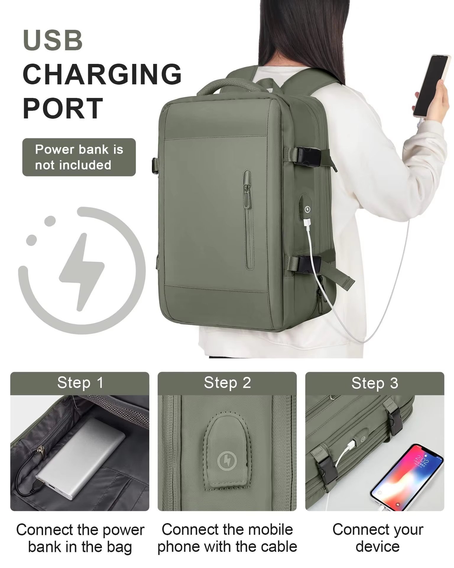 Anti-Theft Water-Resistant Expandable USB Outdoor Oxford Laptop Backpack product detail