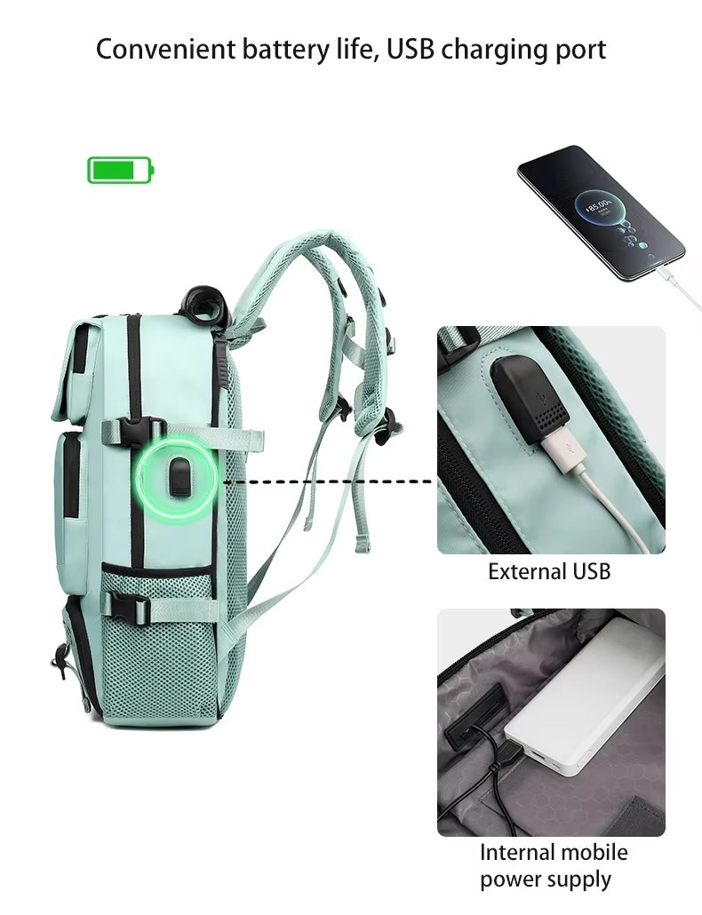 Water-Resistant USB Modern Outdoor Travel Nylon Laptop Backpack product detail