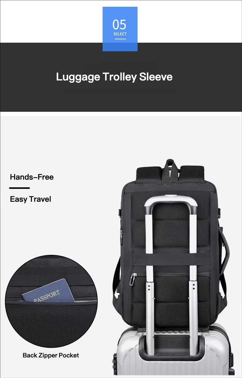 Anti-Theft Large Capacity Expandable USB Business PU Leather Laptop Backpack product detail