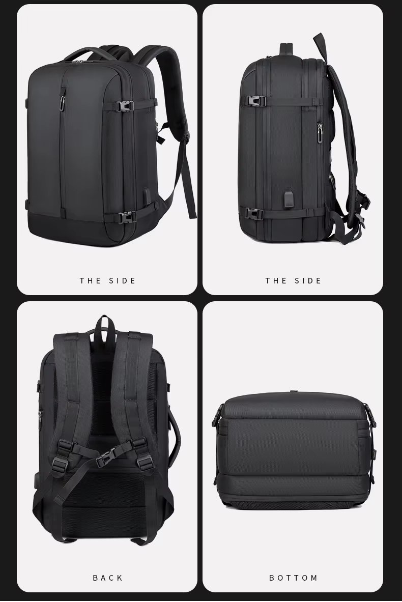 Anti-Theft Large Capacity Expandable USB Business PU Leather Laptop Backpack product detail
