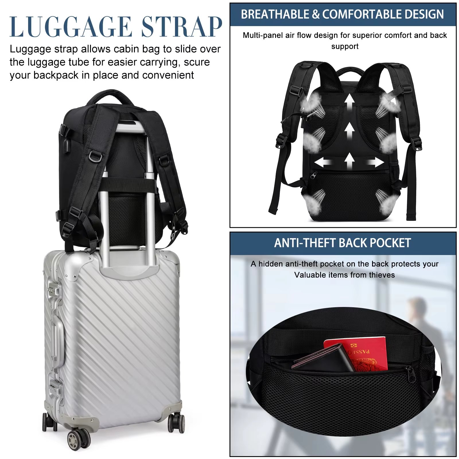 USB Outdoor Business Travel Oxford Laptop Backpack product detail