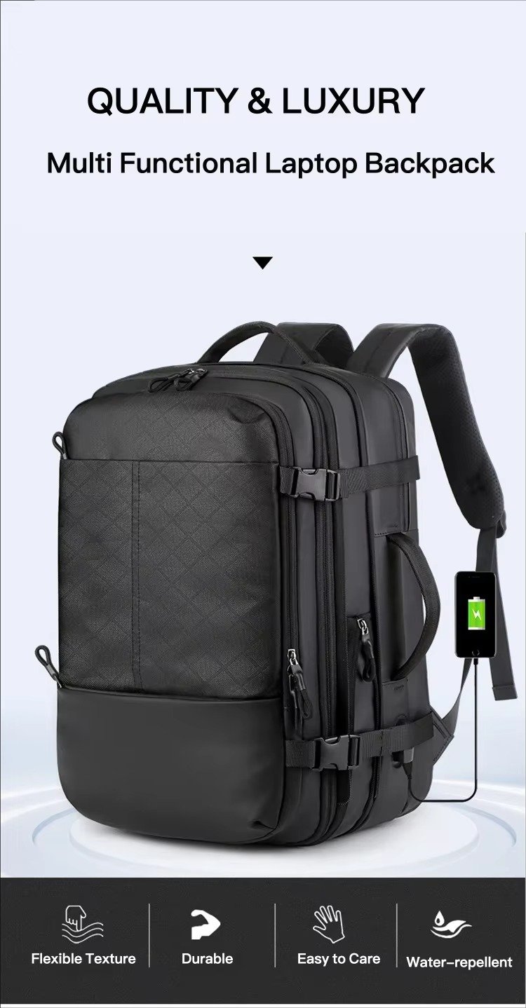 Cross-Border Custom Logo Large-Capacity Expandable Multi-Functional Laptop Backpack with USB Charging Port For Business Travel detail image