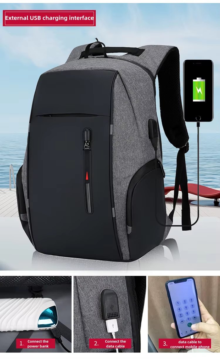 Water-Resistant Large Capacity USB Modern School Oxford Laptop Backpack product detail