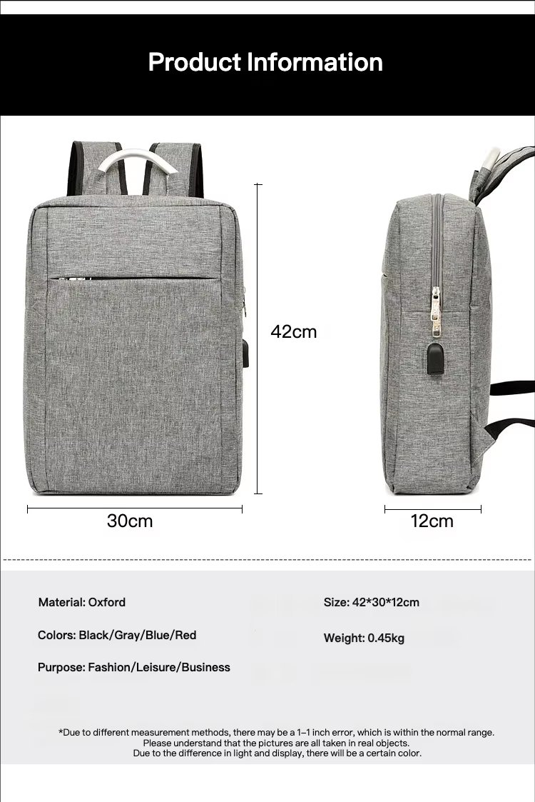 Water-Resistant USB Slim Business Travel Oxford Laptop Backpack product detail