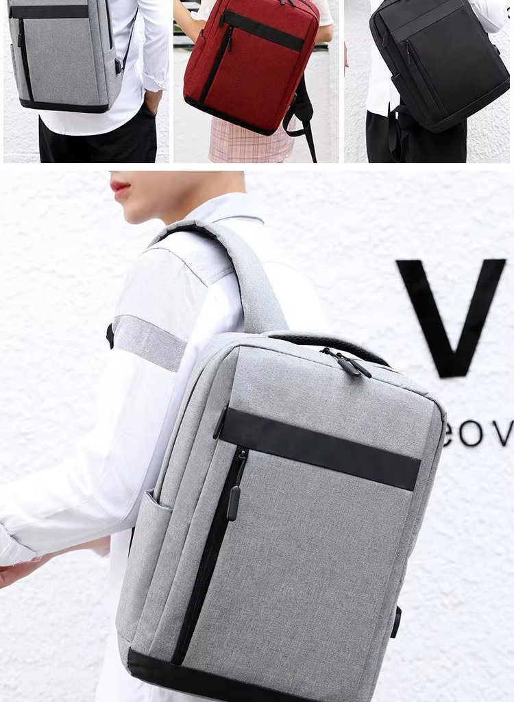 Large Capacity USB Business Travel School Polyester Laptop Backpack product detail