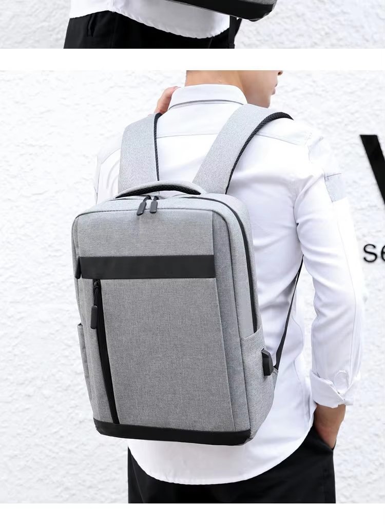 Large Capacity USB Business Travel School Polyester Laptop Backpack product detail