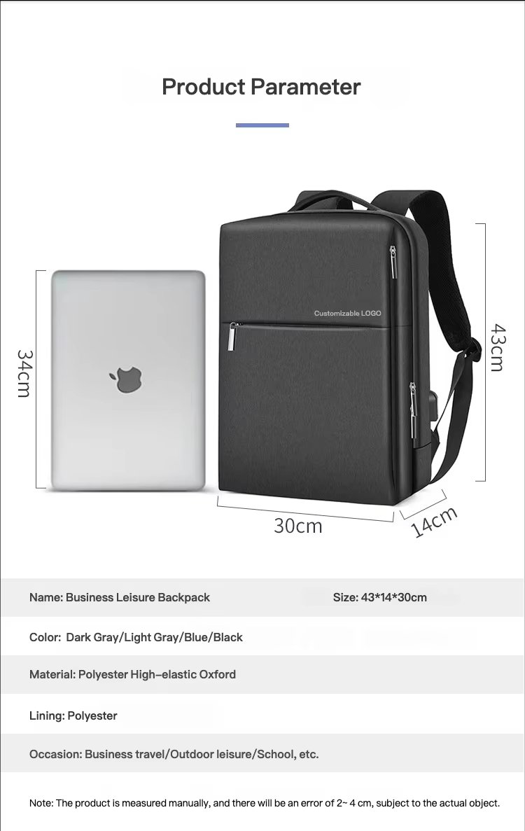 Water-Resistant USB Business School Casual Oxford Laptop Backpack product detail
