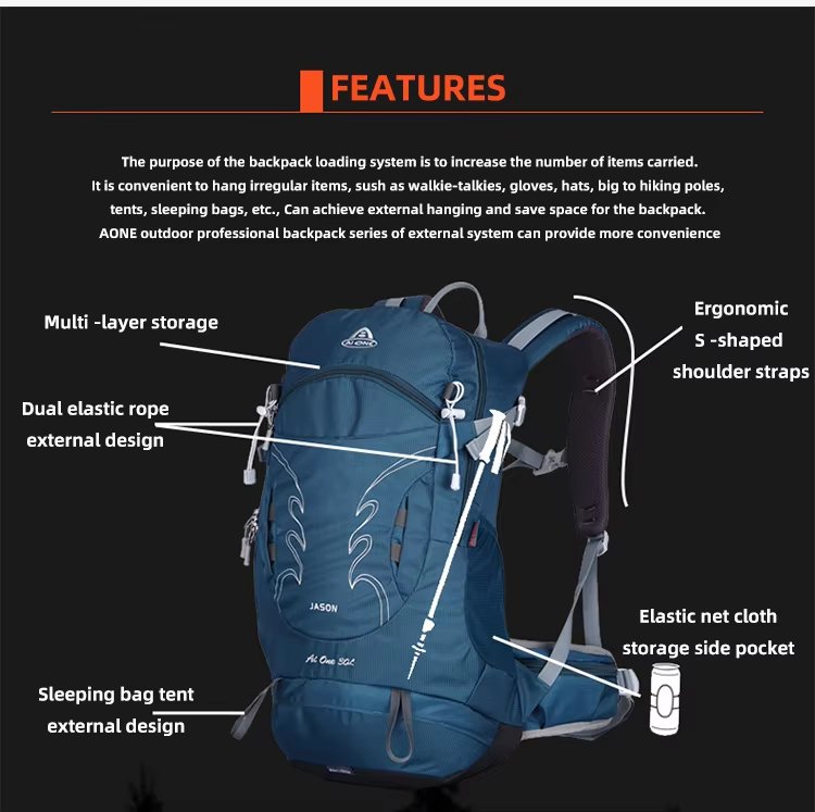 Waterproof Camping Nylon Trekking Backpack detail image