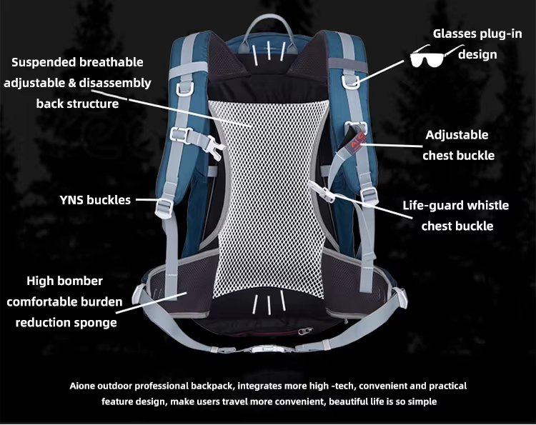 Waterproof Camping Nylon Trekking Backpack detail image