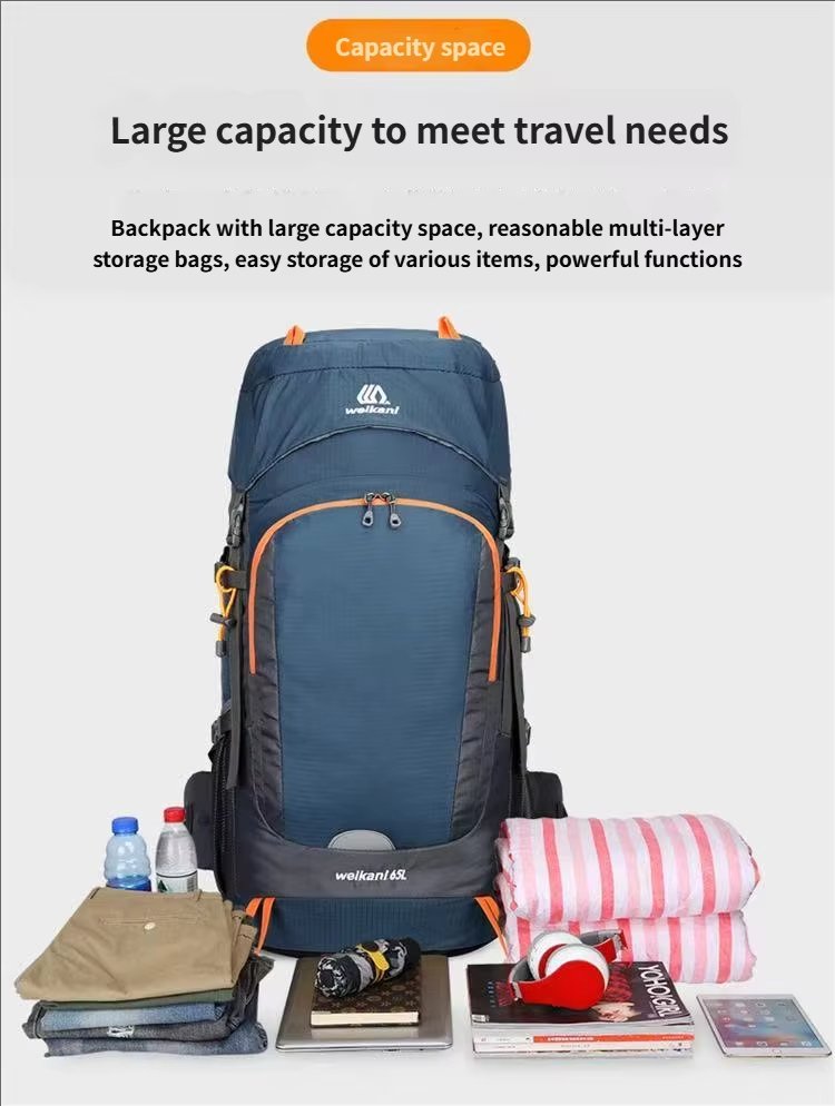 65L Anti-Theft Nylon Trekking Backpack detail image