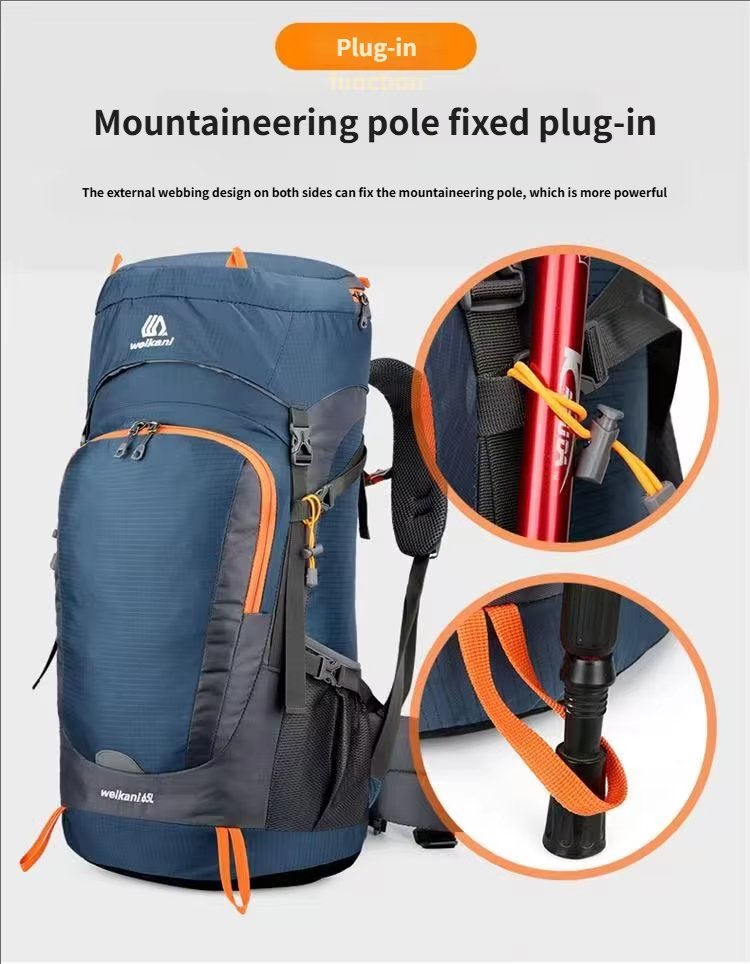 65L Anti-Theft Nylon Trekking Backpack detail image