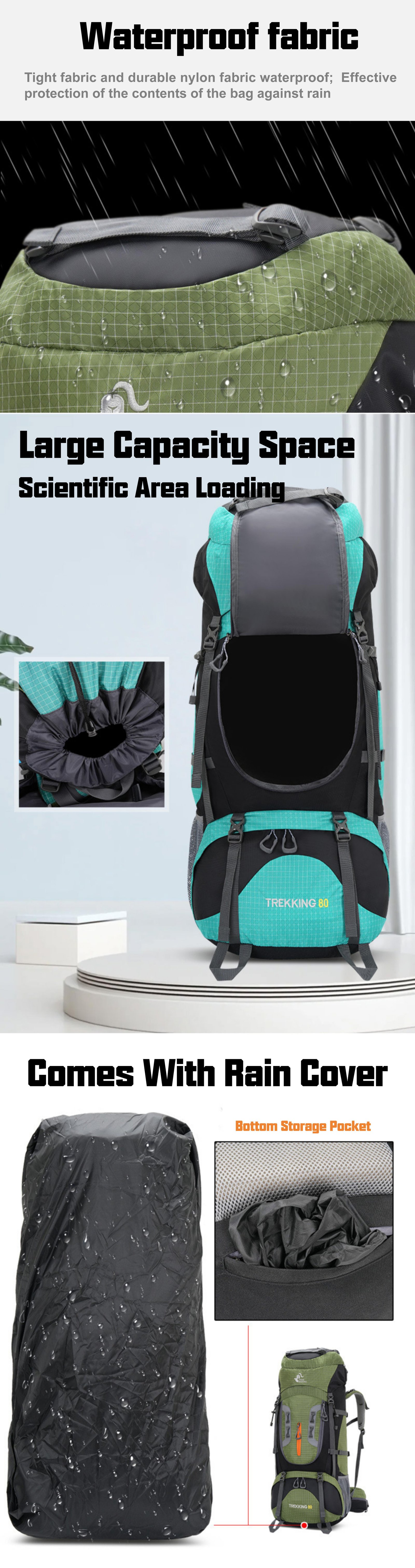 Anti-Theft 80L Oxford Camping Trekking Backpack detail image