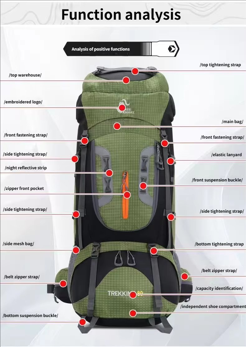 Anti-Theft 80L Oxford Camping Trekking Backpack detail image