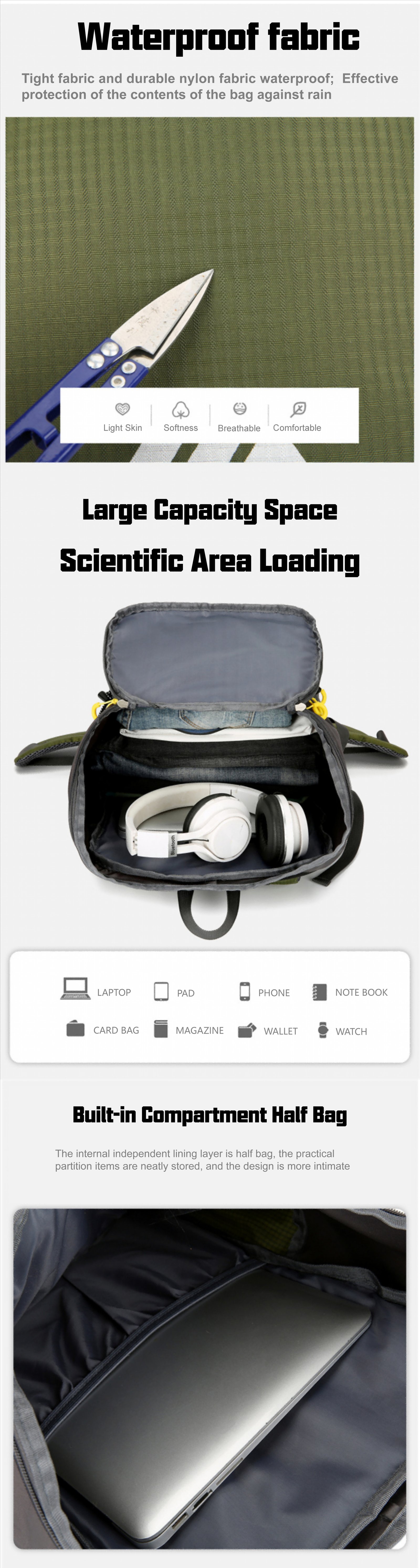 50L Anti-Theft Oxford Trekking Backpack detail image