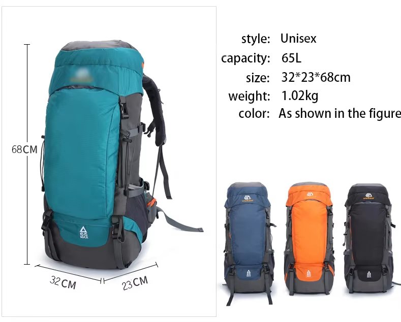 Anti-Theft 65L Nylon Camping Trekking Backpack detail image
