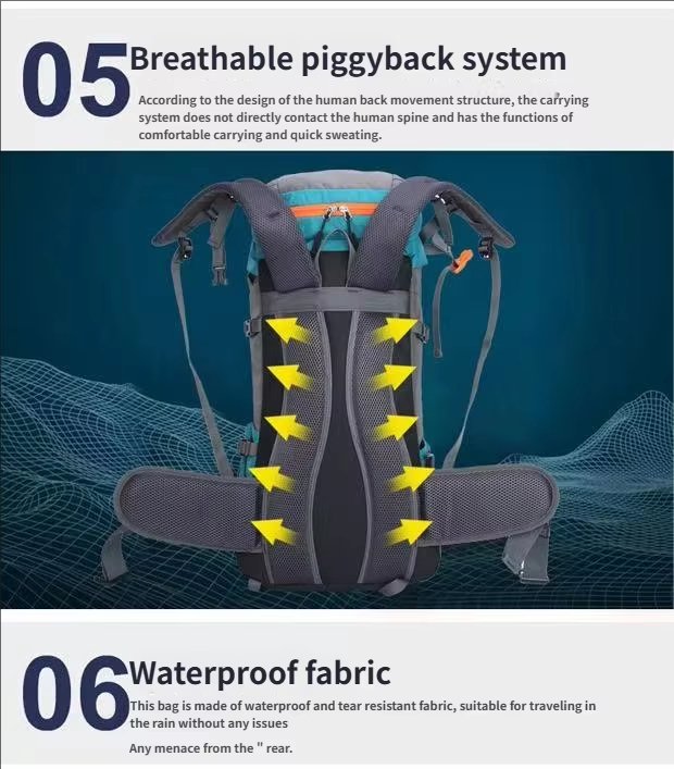 Anti-Theft 65L Nylon Camping Trekking Backpack detail image