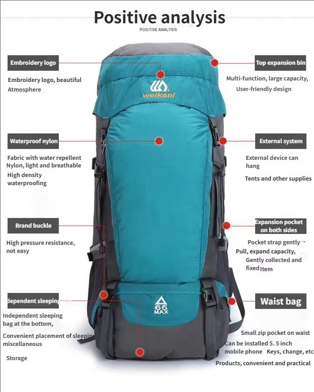 Anti-Theft 65L Nylon Camping Trekking Backpack detail image