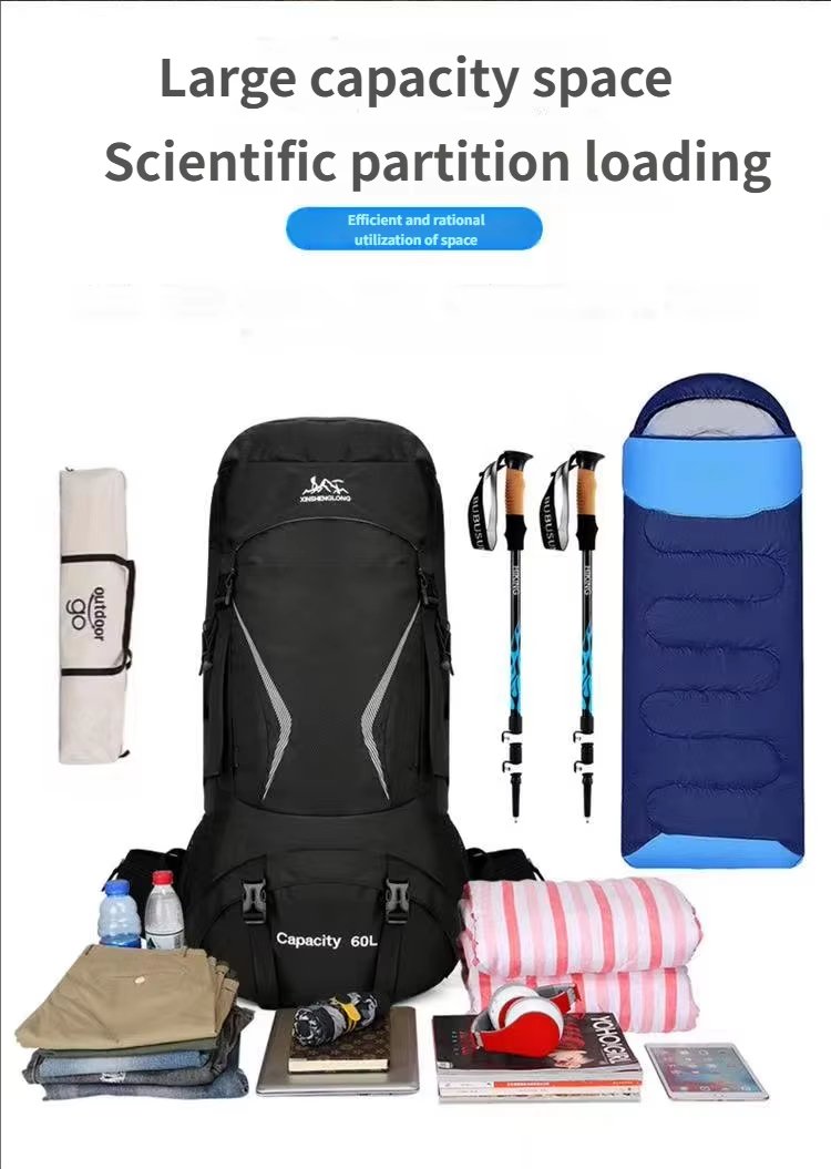 Anti-Theft 60L Nylon Camping Trekking Backpack detail image