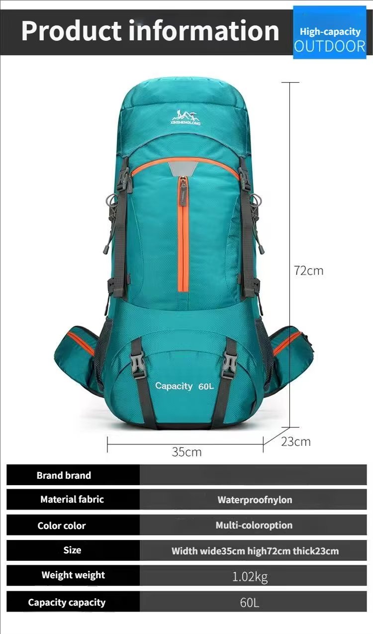 Anti-Theft 60L Nylon Camping Trekking Backpack detail image