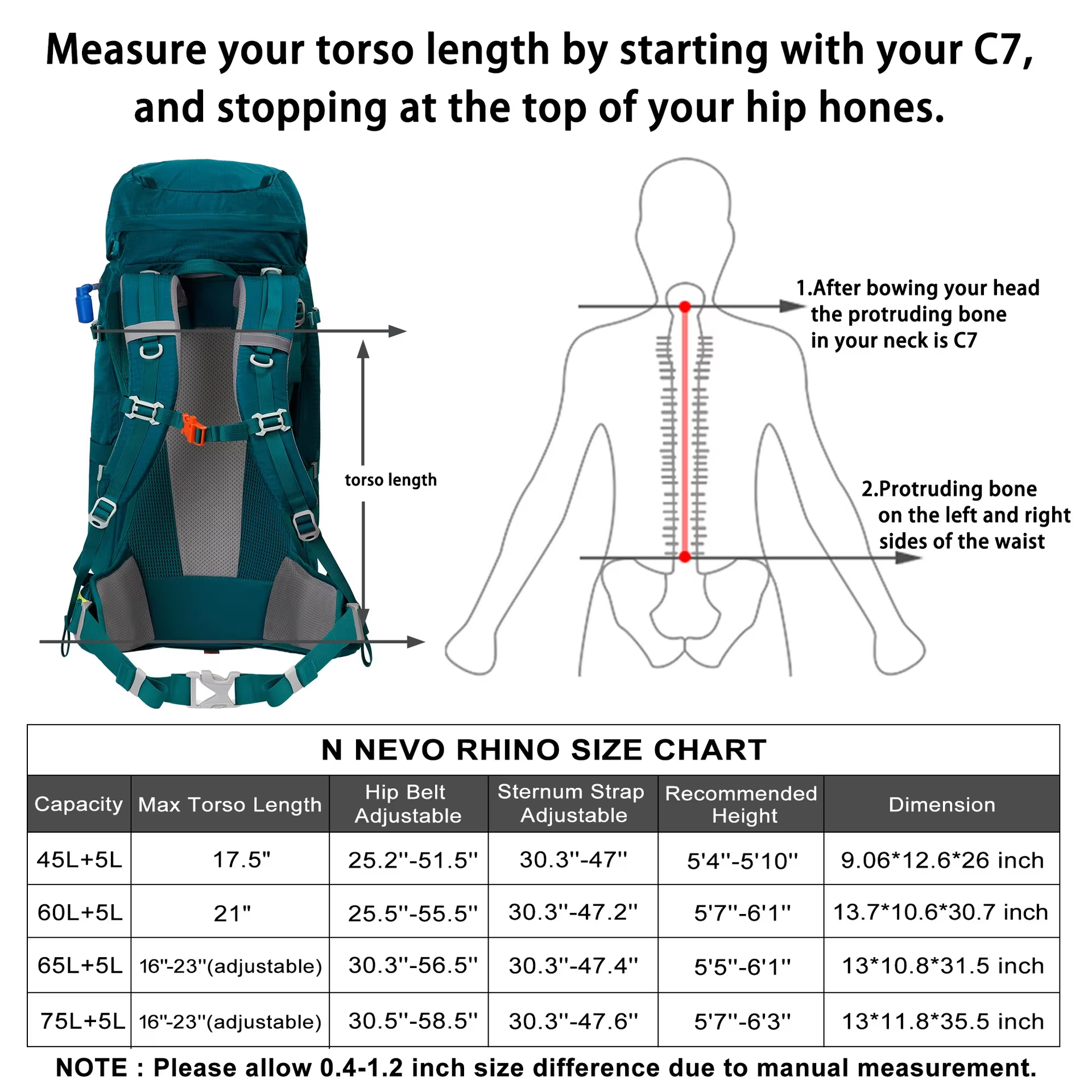 Internal Frame Outdoor Hiking Backpack Water Resistant Trekking Rucksack with Rain Cover detail image