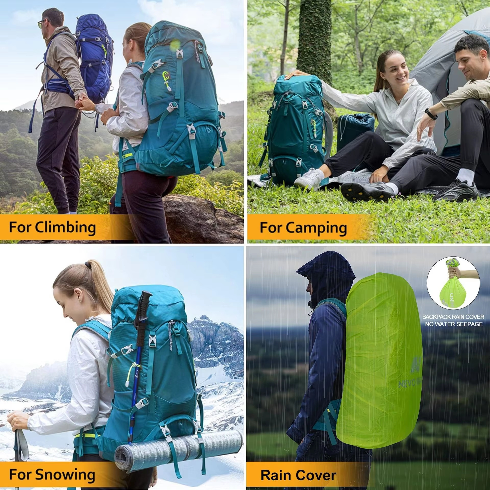Internal Frame Outdoor Hiking Backpack Water Resistant Trekking Rucksack with Rain Cover detail image