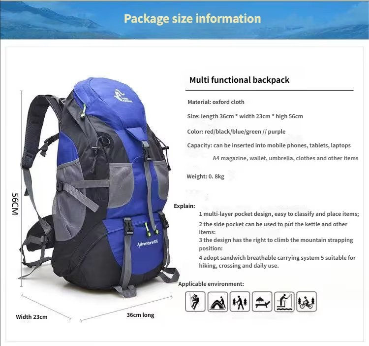 Anti-Theft Oxford Softback Trekking Backpack detail image