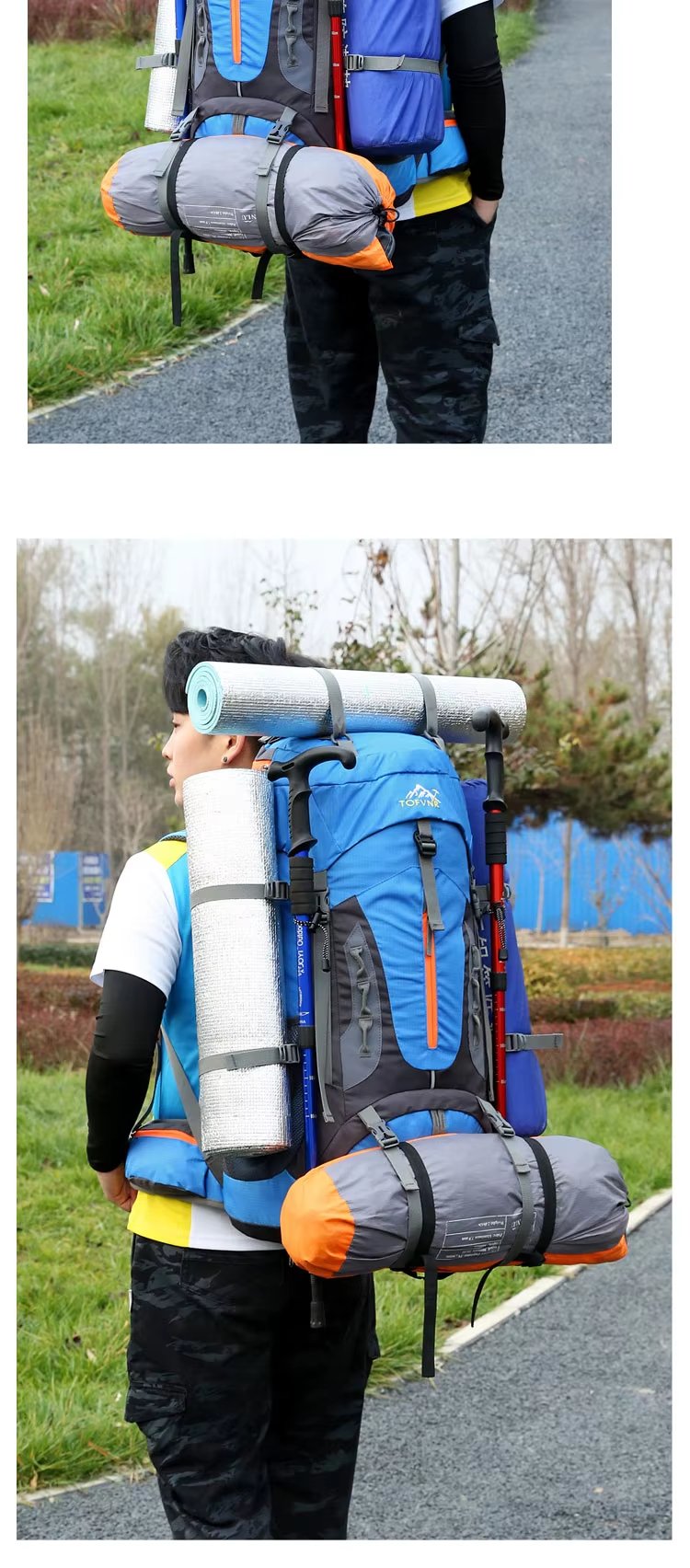70L Anti-Theft Nylon Trekking Backpack detail image