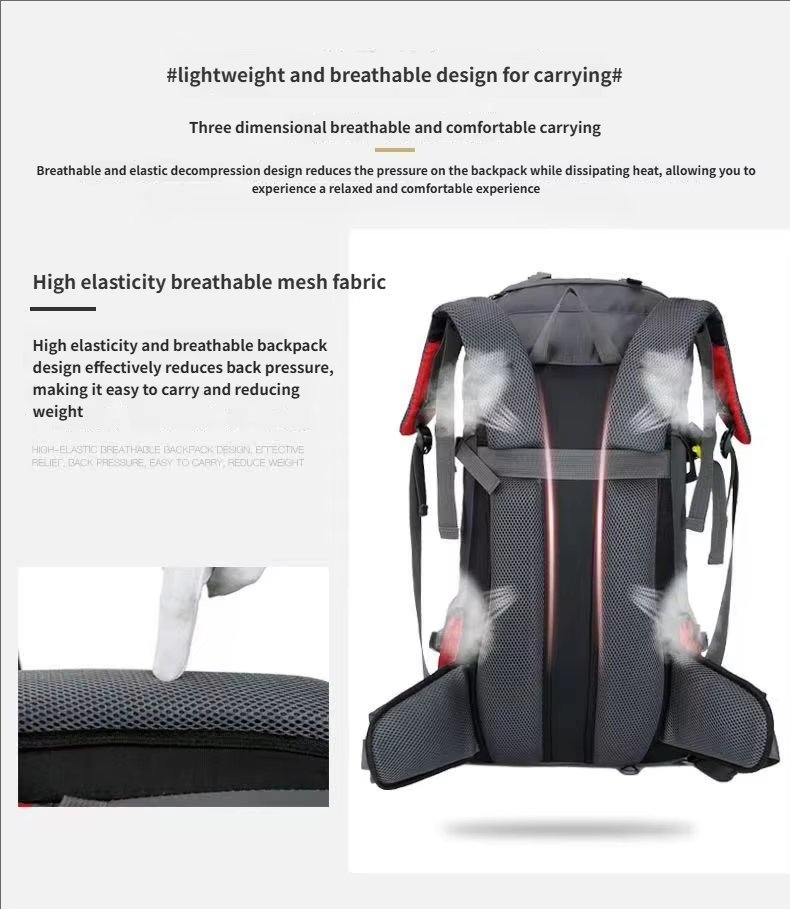 Anti-Theft 60L Oxford Climbing Trekking Backpack detail image