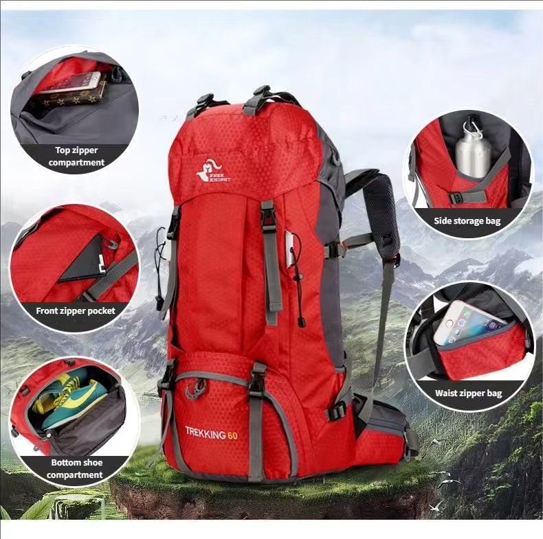 Anti-Theft 60L Oxford Climbing Trekking Backpack detail image