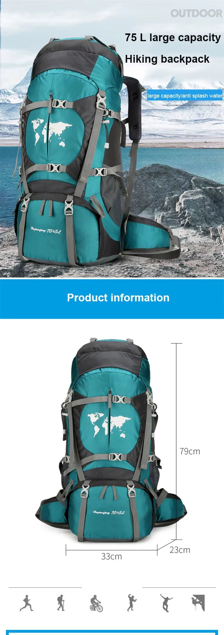 Anti-Theft Oxford Cycling Trekking Backpack detail image
