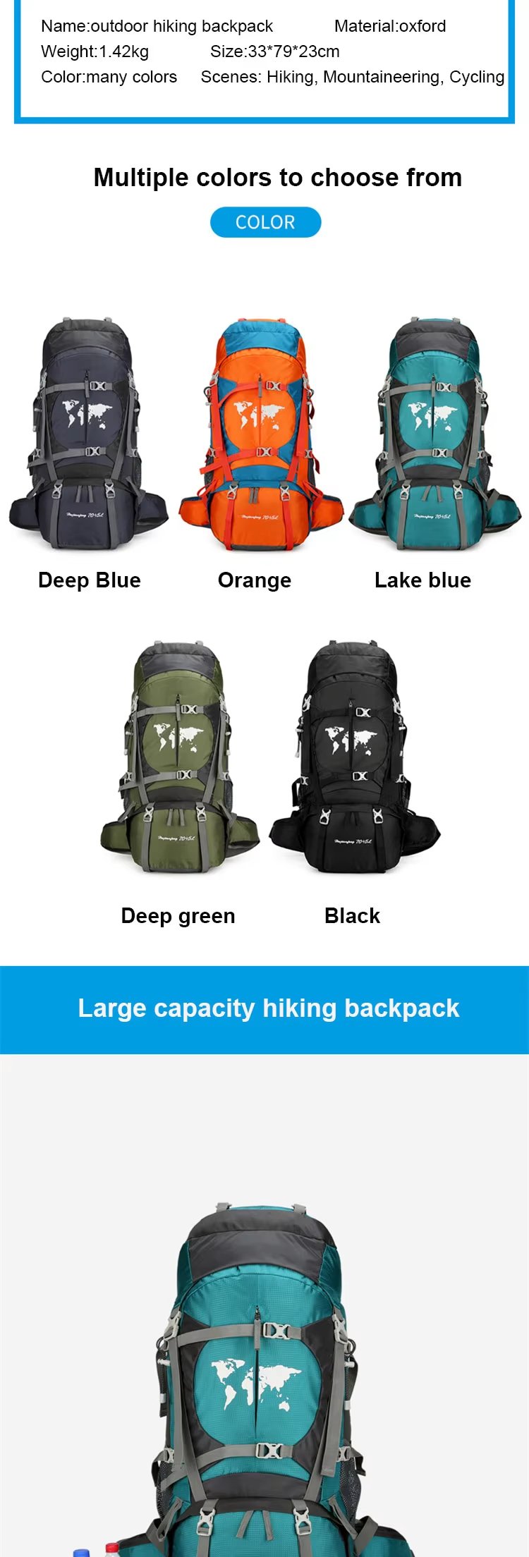 Anti-Theft Oxford Cycling Trekking Backpack detail image